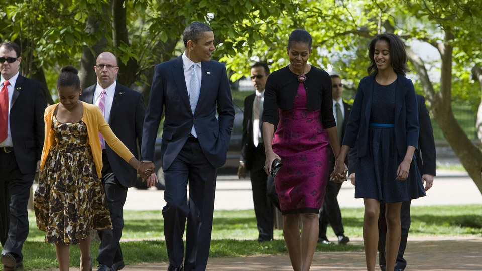 The First Family on their way to Easter Services 2012